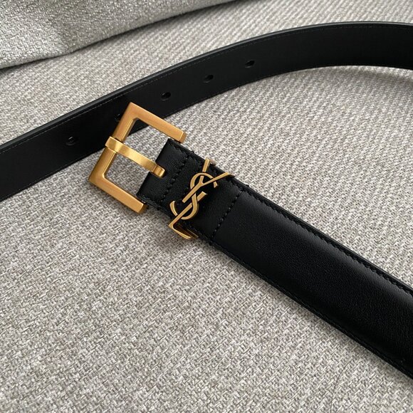 YSL CASSANDRE BELT SQUARE BUCKLE IN BLACK LEATHER - Picture 2 of 6